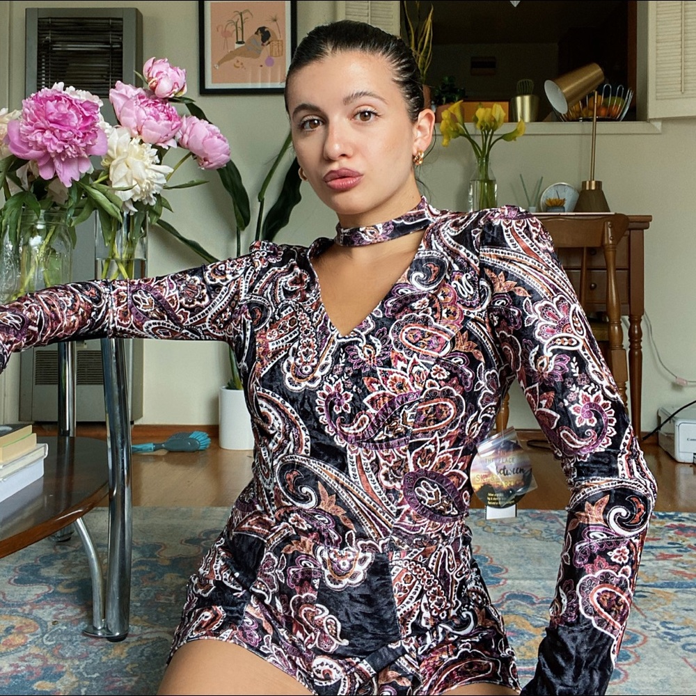 NWT PAISLEY VELVET ROMPER